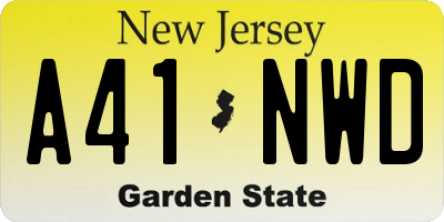 NJ license plate A41NWD