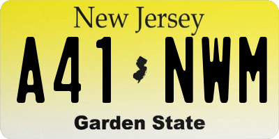 NJ license plate A41NWM