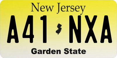 NJ license plate A41NXA