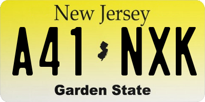 NJ license plate A41NXK