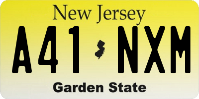 NJ license plate A41NXM