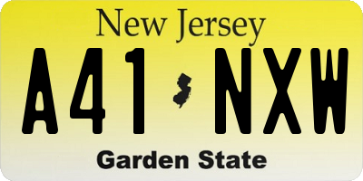 NJ license plate A41NXW