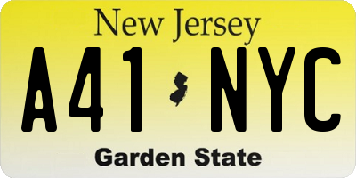 NJ license plate A41NYC