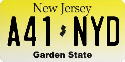 NJ license plate A41NYD