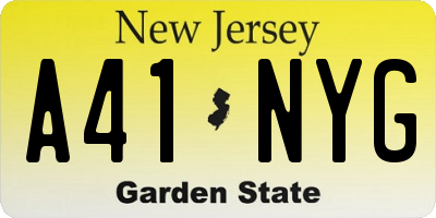 NJ license plate A41NYG
