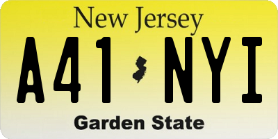 NJ license plate A41NYI
