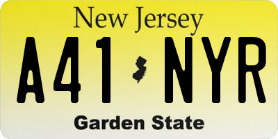 NJ license plate A41NYR