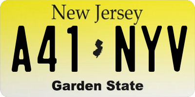 NJ license plate A41NYV