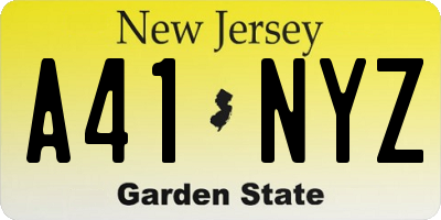 NJ license plate A41NYZ