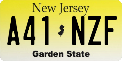 NJ license plate A41NZF