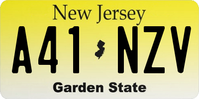 NJ license plate A41NZV
