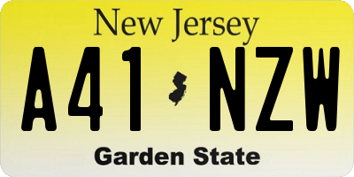 NJ license plate A41NZW