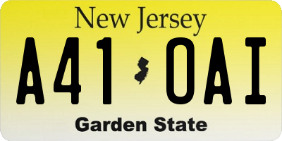 NJ license plate A41OAI