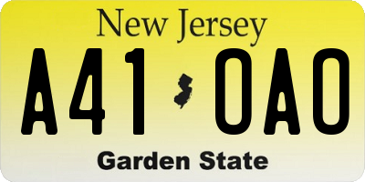 NJ license plate A41OAO