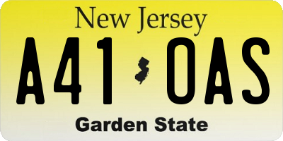 NJ license plate A41OAS