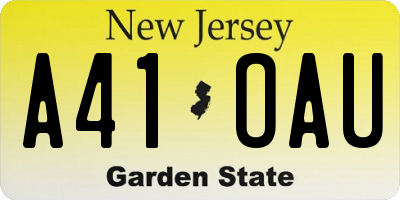 NJ license plate A41OAU