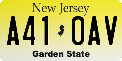 NJ license plate A41OAV