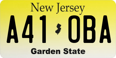 NJ license plate A41OBA