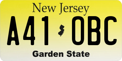 NJ license plate A41OBC