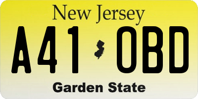 NJ license plate A41OBD