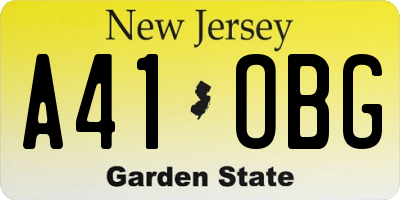 NJ license plate A41OBG