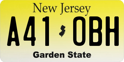 NJ license plate A41OBH