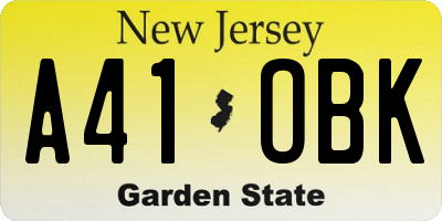 NJ license plate A41OBK