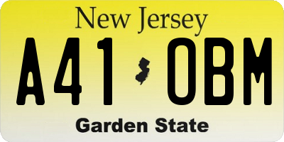 NJ license plate A41OBM