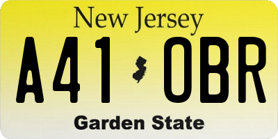 NJ license plate A41OBR