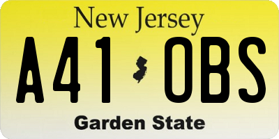 NJ license plate A41OBS