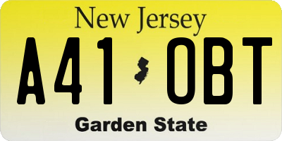 NJ license plate A41OBT