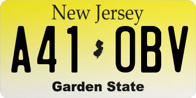 NJ license plate A41OBV