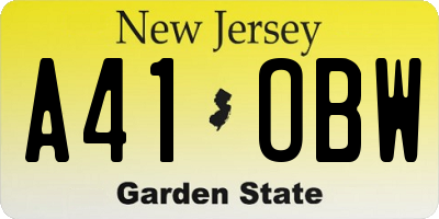 NJ license plate A41OBW