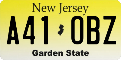 NJ license plate A41OBZ