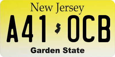 NJ license plate A41OCB