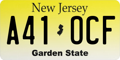 NJ license plate A41OCF