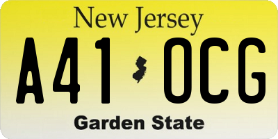 NJ license plate A41OCG