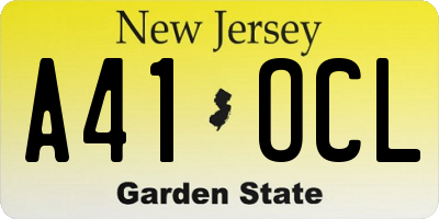 NJ license plate A41OCL