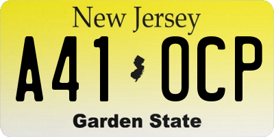 NJ license plate A41OCP