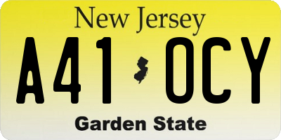 NJ license plate A41OCY