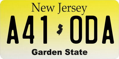 NJ license plate A41ODA