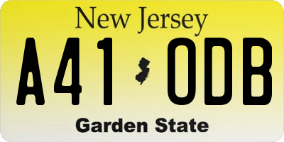 NJ license plate A41ODB