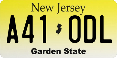 NJ license plate A41ODL