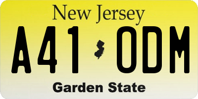 NJ license plate A41ODM