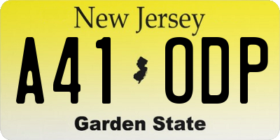 NJ license plate A41ODP
