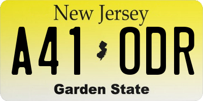 NJ license plate A41ODR
