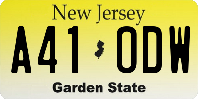 NJ license plate A41ODW