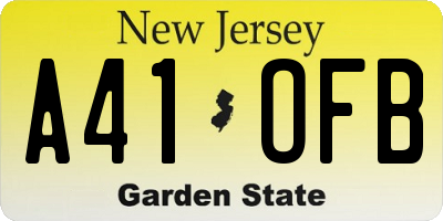 NJ license plate A41OFB