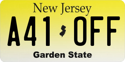 NJ license plate A41OFF