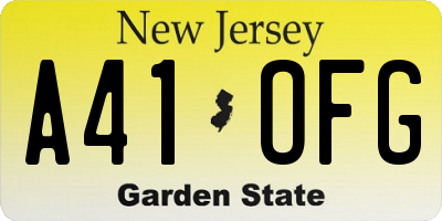 NJ license plate A41OFG